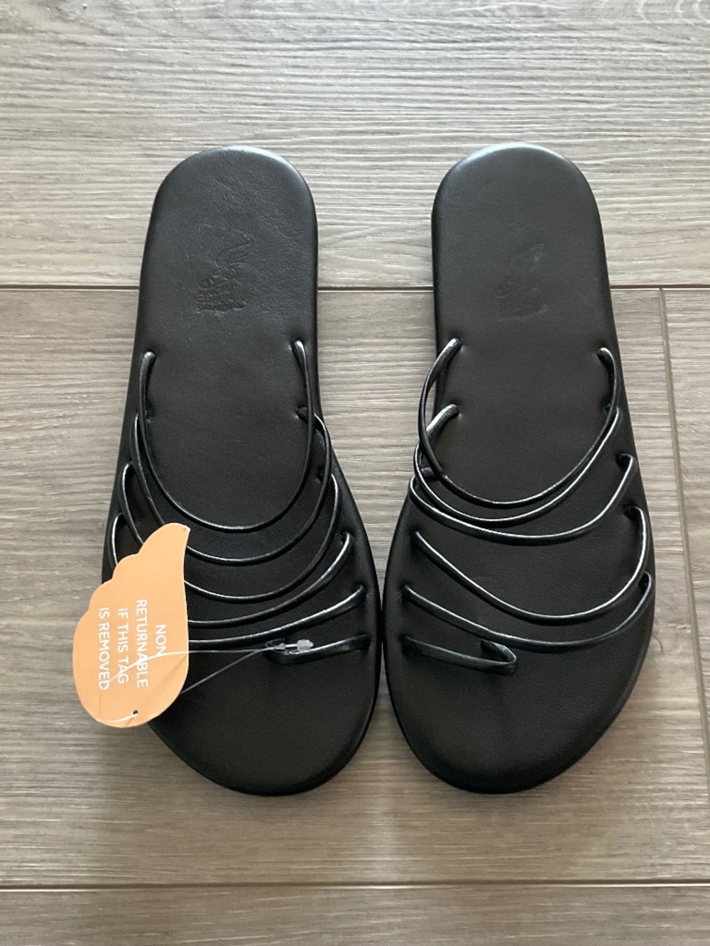 ANCIENT GREEK Ciabatta Flat Sandal in Black Leather Size EU 39 NEW